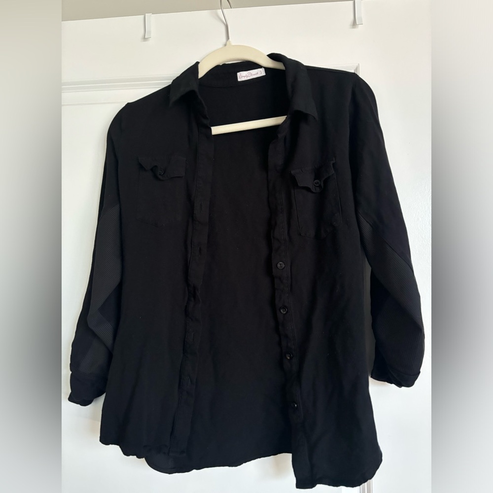 women’s black collared long sleeve